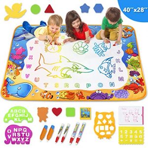 Toyk Aqua Magic Mat - Kids Painting Writing Doodle Board Toy - Color Doodle Drawing Mat Bring Magic Pens Educational Toys for Age 3 4 5 6 7 8 9 10 11 12 Year Old Girls Boys Age Toddler Gift